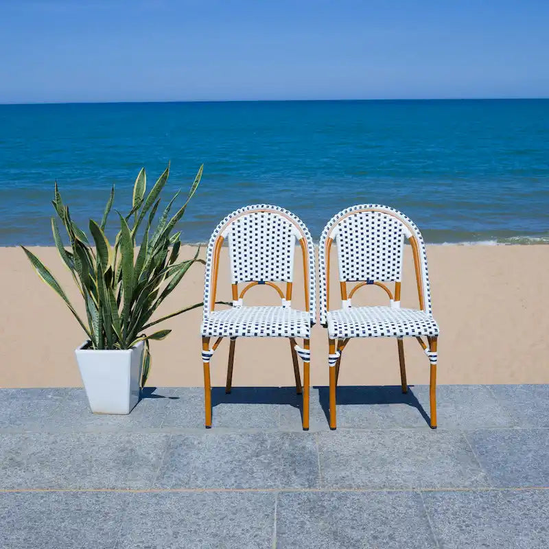 SAFAVIEH Emiliana Outdoor Side Chair Set of 2 (Fully Assembled) - 20Wx35Dx22H