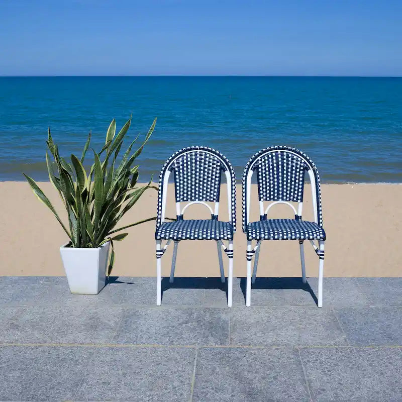 SAFAVIEH Emiliana Outdoor Side Chair Set of 2 (Fully Assembled) - 20Wx35Dx22H