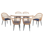 SAFAVIEH Outdoor Adison Genser 7-Piece Patio Dining Set - 63Wx37Dx29H