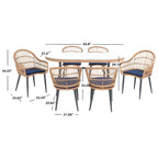 SAFAVIEH Outdoor Adison Genser 7-Piece Patio Dining Set - 63Wx37Dx29H