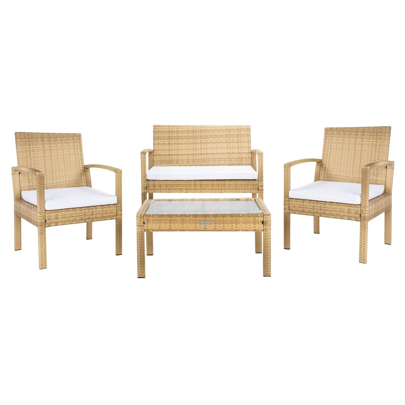 SAFAVIEH Outdoor Sherlyn 4-Piece Conversation Patio Set - 40W x 32D x 24H