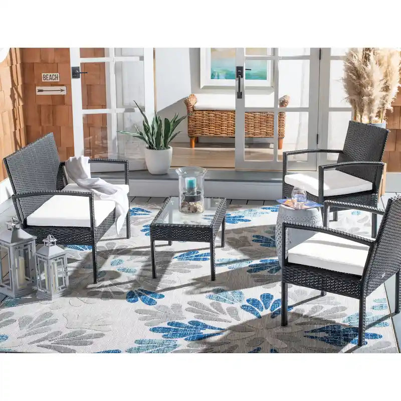 SAFAVIEH Outdoor Sherlyn 4-Piece Conversation Patio Set - 40W x 32D x 24H