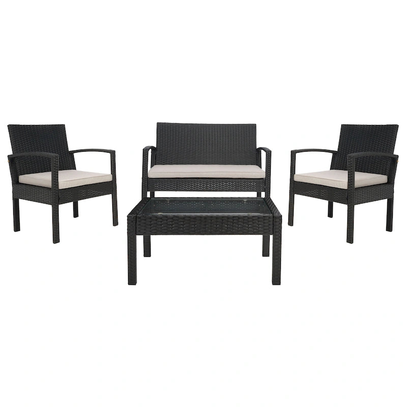 SAFAVIEH Outdoor Sherlyn 4-Piece Conversation Patio Set - 40W x 32D x 24H