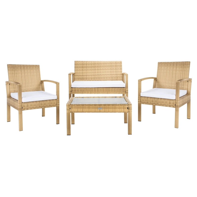 SAFAVIEH Outdoor Sherlyn 4-Piece Conversation Patio Set - 40W x 32D x 24H