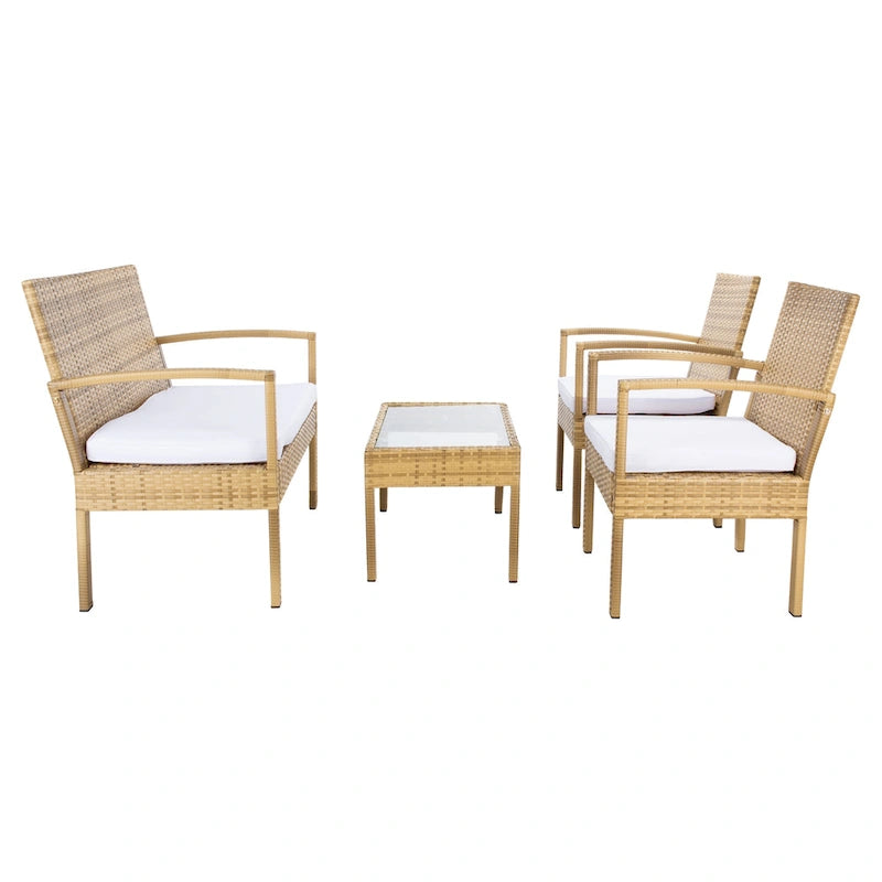 SAFAVIEH Outdoor Sherlyn 4-Piece Conversation Patio Set - 40W x 32D x 24H