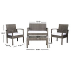 SAFAVIEH Outdoor Sherlyn 4-Piece Conversation Patio Set - 40W x 32D x 24H