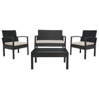 SAFAVIEH Outdoor Sherlyn 4-Piece Conversation Patio Set - 40W x 32D x 24H