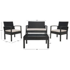 SAFAVIEH Outdoor Sherlyn 4-Piece Conversation Patio Set - 40W x 32D x 24H