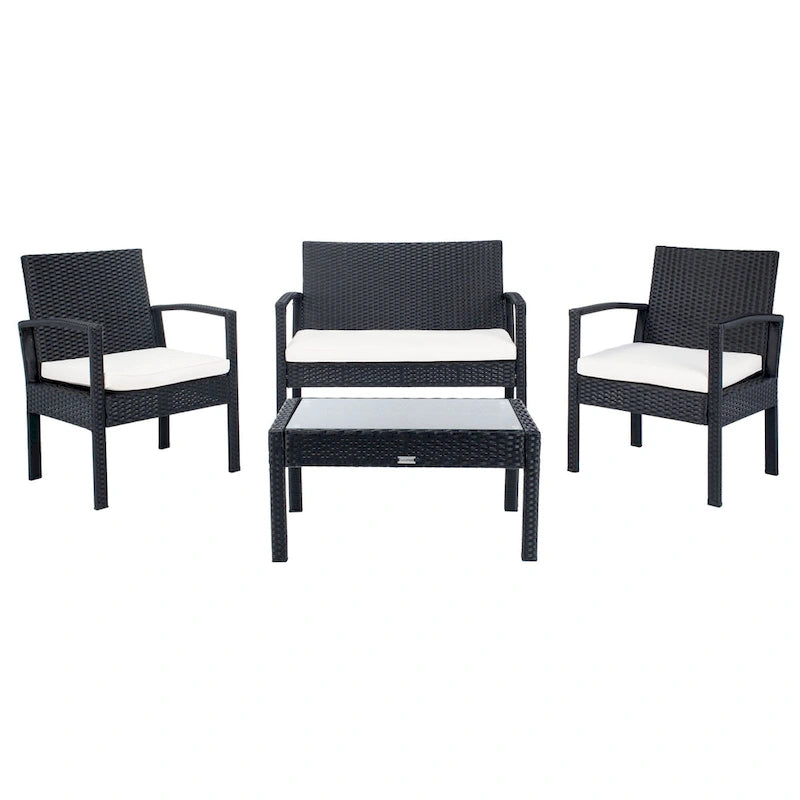 SAFAVIEH Outdoor Sherlyn 4-Piece Conversation Patio Set - 40W x 32D x 24H