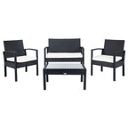 SAFAVIEH Outdoor Sherlyn 4-Piece Conversation Patio Set - 40W x 32D x 24H