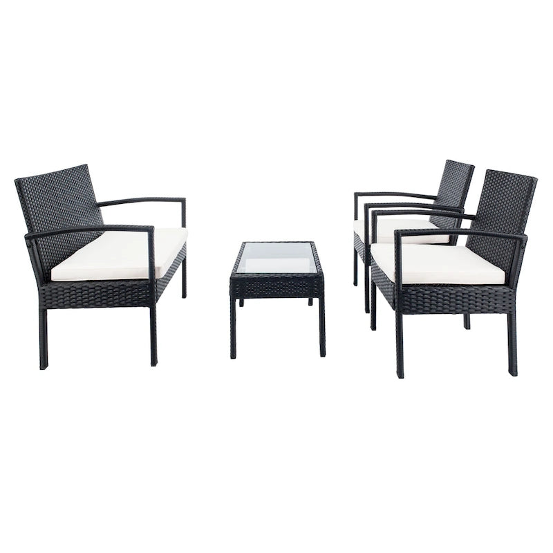 SAFAVIEH Outdoor Sherlyn 4-Piece Conversation Patio Set - 40W x 32D x 24H