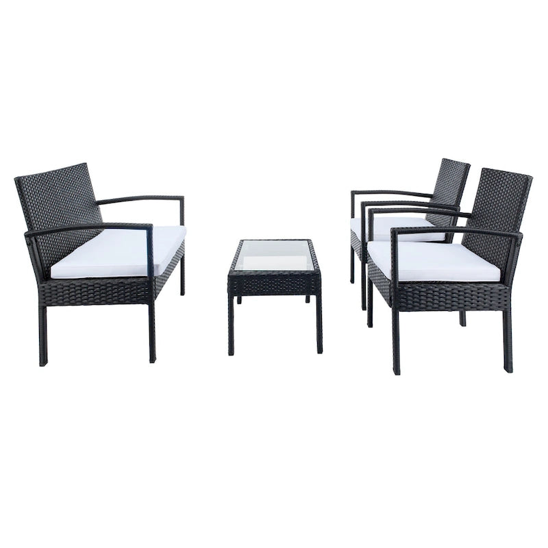 SAFAVIEH Outdoor Sherlyn 4-Piece Conversation Patio Set - 40W x 32D x 24H