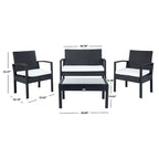 SAFAVIEH Outdoor Sherlyn 4-Piece Conversation Patio Set - 40W x 32D x 24H
