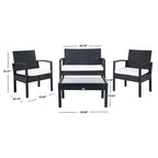 SAFAVIEH Outdoor Sherlyn 4-Piece Conversation Patio Set - 40W x 32D x 24H