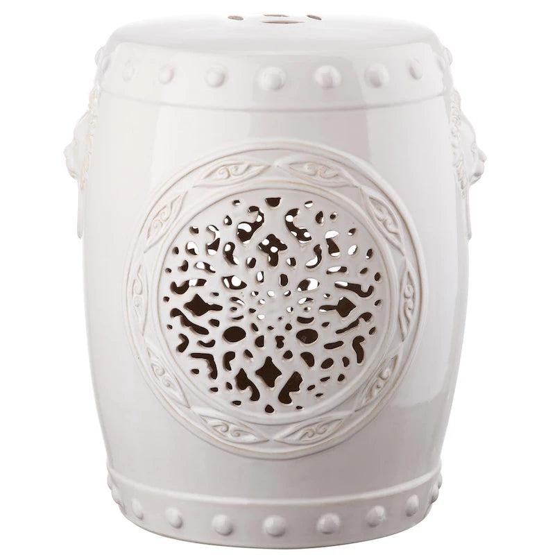 SAFAVIEH Faye White Ceramic Decorative Garden Stool