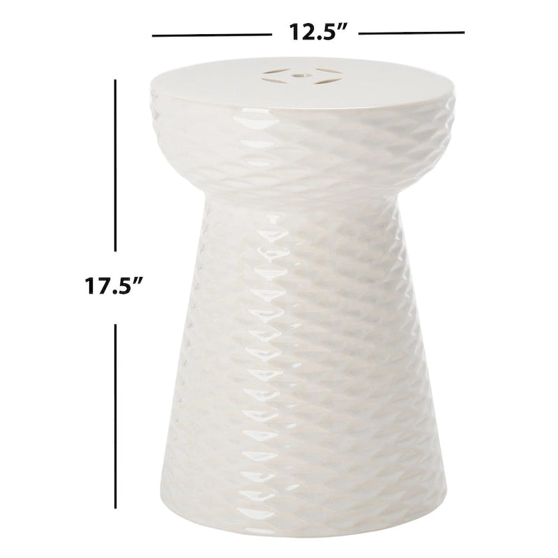 SAFAVIEH Faye White Ceramic Decorative Garden Stool