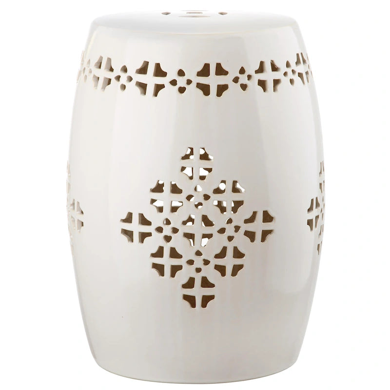 SAFAVIEH Gudrun Antique White Ceramic Decorative Garden Stool