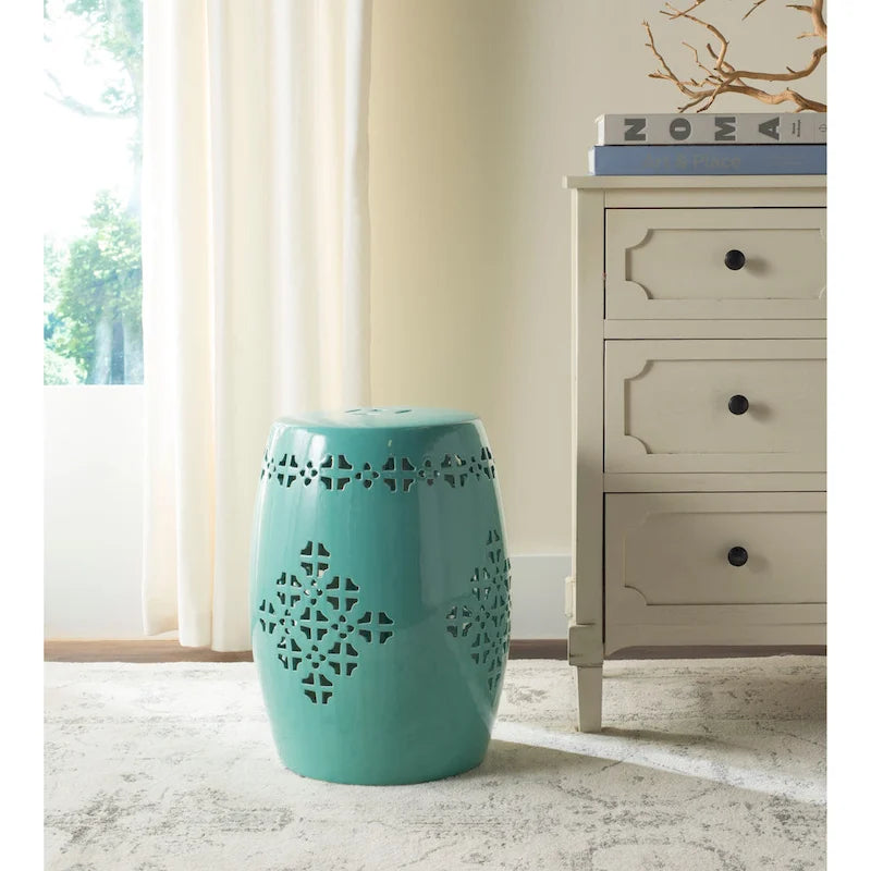 SAFAVIEH Gudrun Antique White Ceramic Decorative Garden Stool