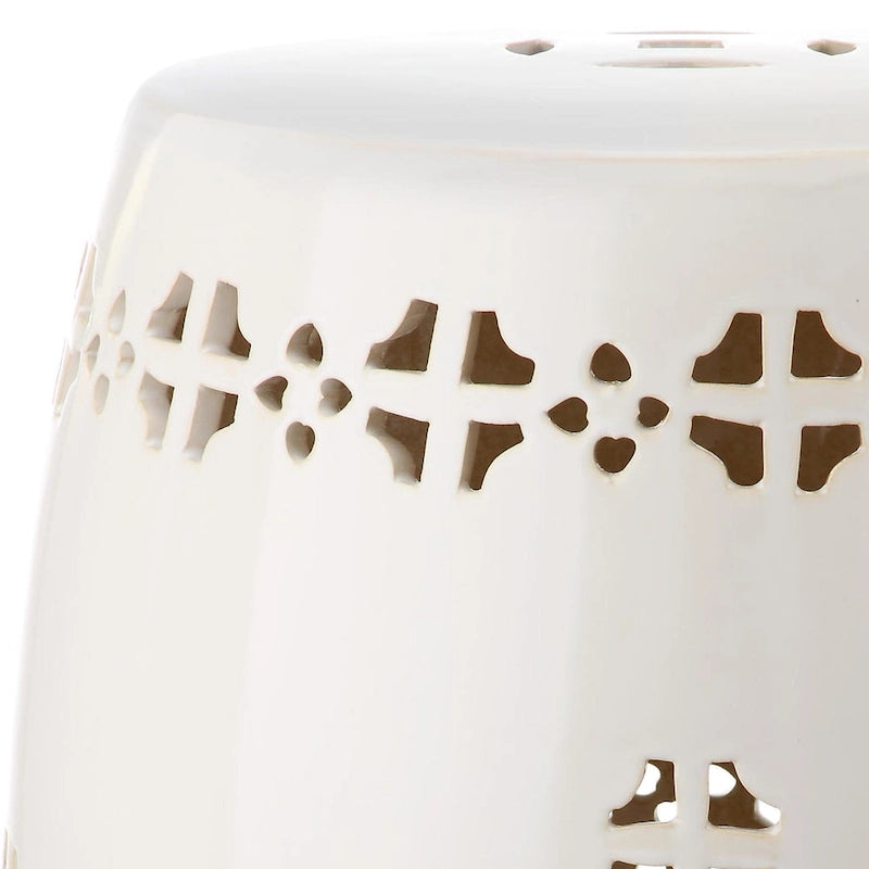 SAFAVIEH Gudrun Antique White Ceramic Decorative Garden Stool