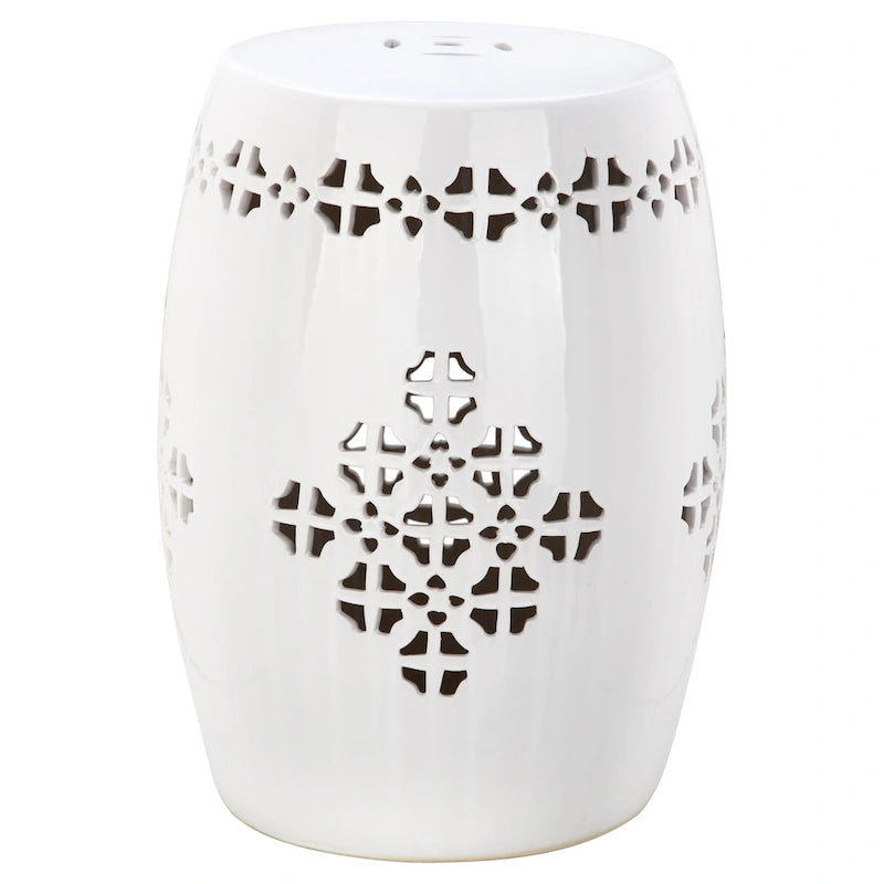 SAFAVIEH Gudrun Antique White Ceramic Decorative Garden Stool
