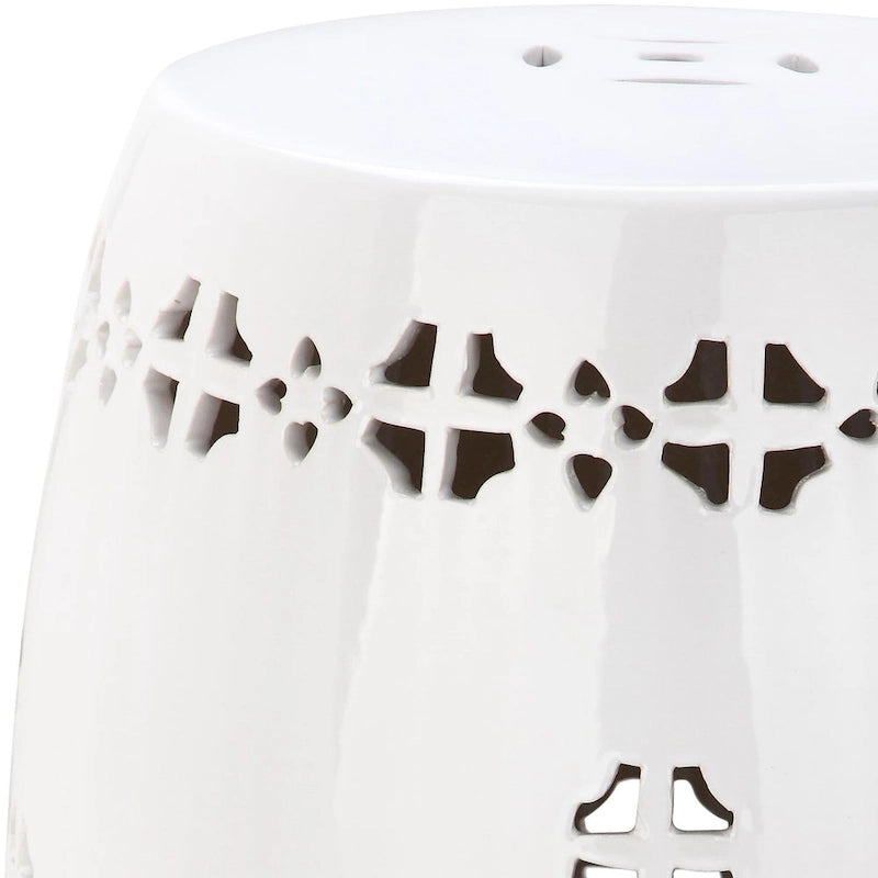 SAFAVIEH Gudrun Antique White Ceramic Decorative Garden Stool