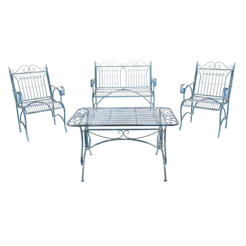 SAFAVIEH Outdoor Jalyn Victorian Scroll Iron 4-Piece Patio Set