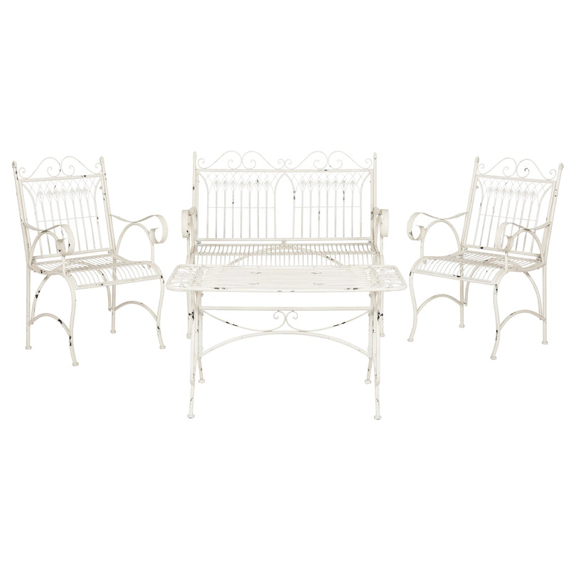 SAFAVIEH Outdoor Jalyn Victorian Scroll Iron 4-Piece Patio Set