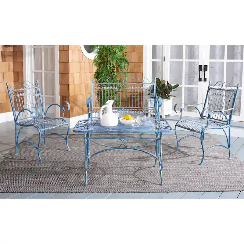 SAFAVIEH Outdoor Jalyn Victorian Scroll Iron 4-Piece Patio Set