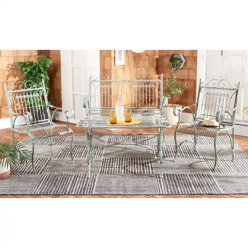 SAFAVIEH Outdoor Jalyn Victorian Scroll Iron 4-Piece Patio Set