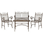 SAFAVIEH Outdoor Jalyn Victorian Scroll Iron 4-Piece Patio Set