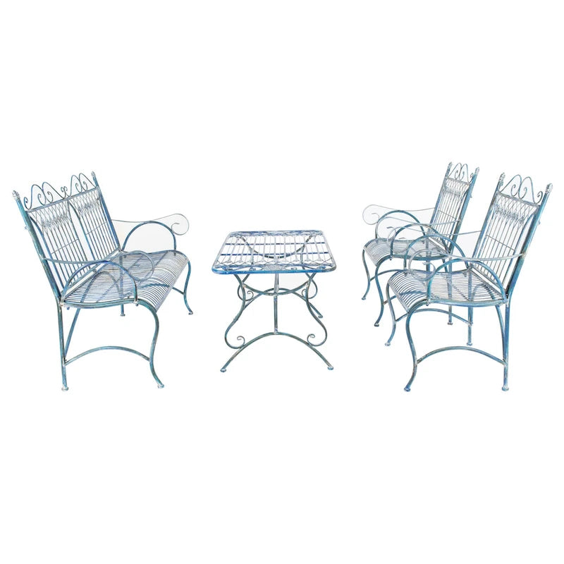 SAFAVIEH Outdoor Jalyn Victorian Scroll Iron 4-Piece Patio Set