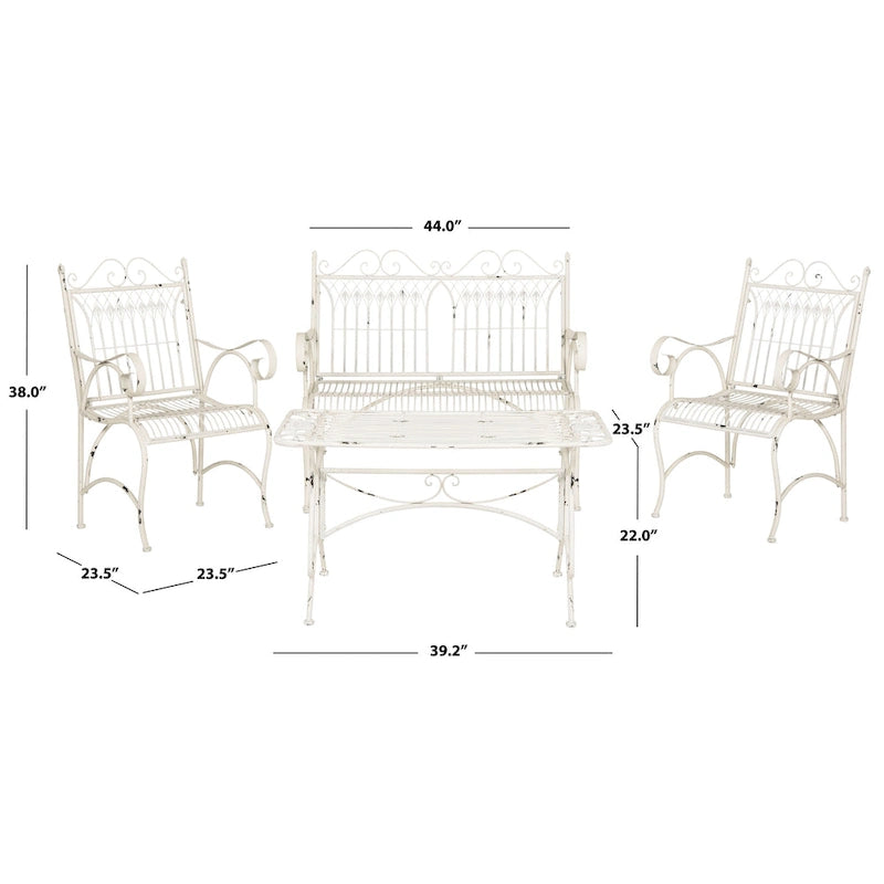 SAFAVIEH Outdoor Jalyn Victorian Scroll Iron 4-Piece Patio Set