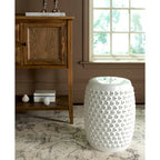 SAFAVIEH Huldah White Nailhead Ceramic Decorative Garden Stool