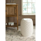 SAFAVIEH Huldah White Nailhead Ceramic Decorative Garden Stool