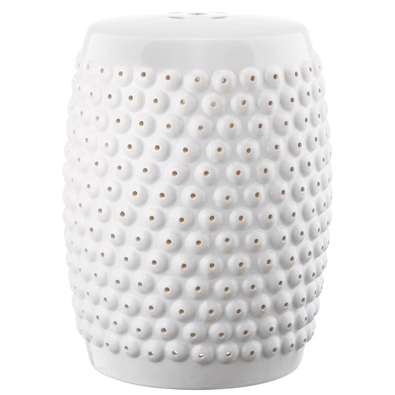 SAFAVIEH Huldah White Nailhead Ceramic Decorative Garden Stool