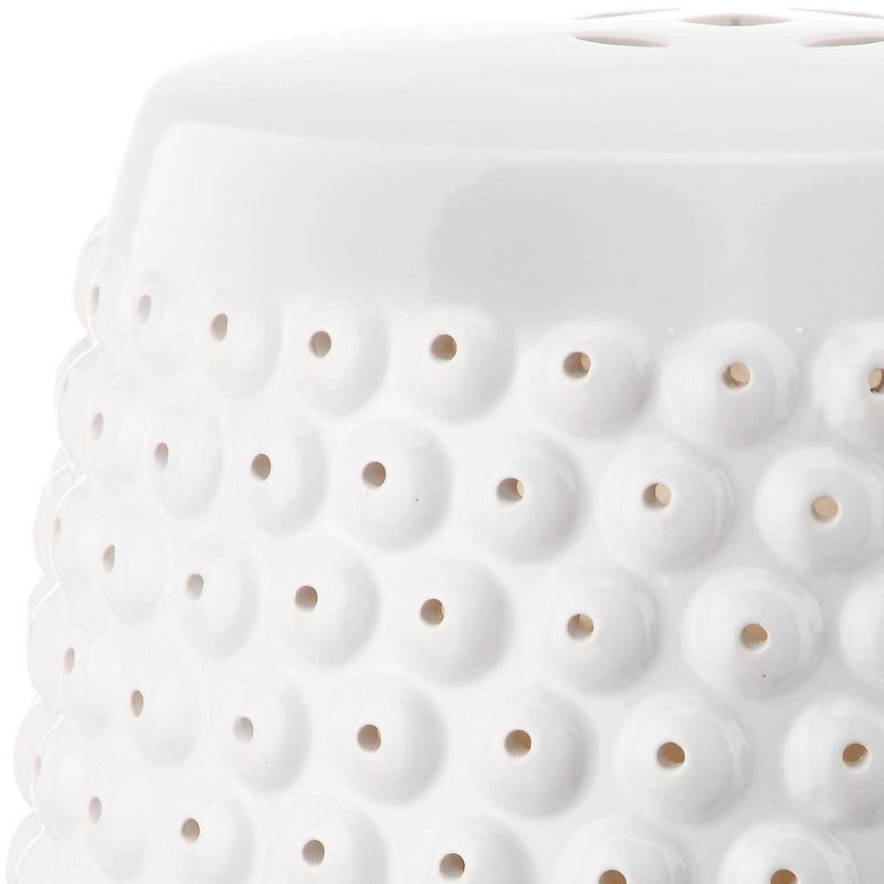 SAFAVIEH Huldah White Nailhead Ceramic Decorative Garden Stool