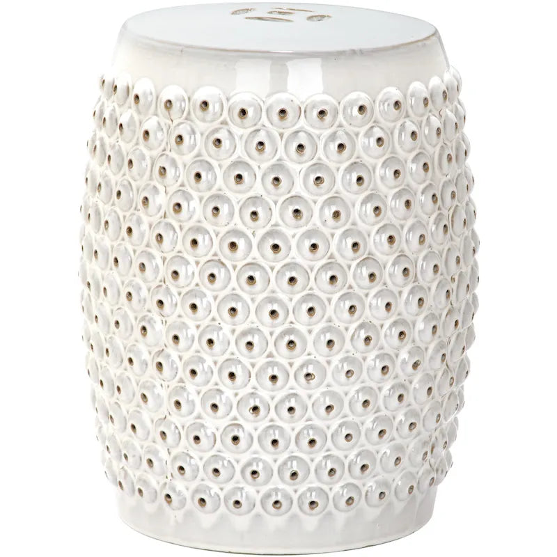 SAFAVIEH Huldah White Nailhead Ceramic Decorative Garden Stool