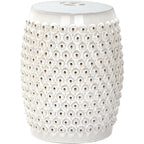 SAFAVIEH Huldah White Nailhead Ceramic Decorative Garden Stool