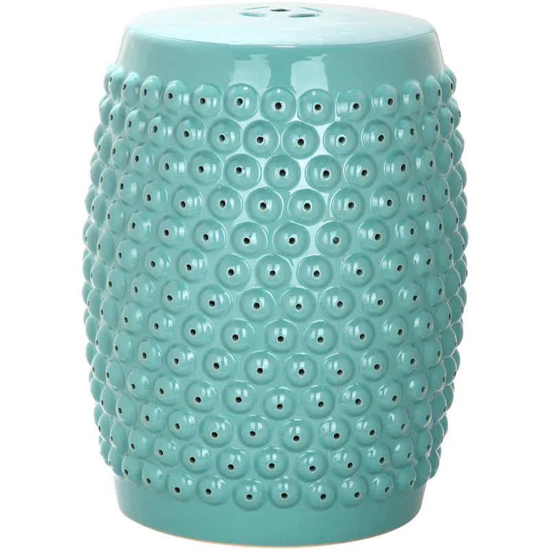 SAFAVIEH Huldah White Nailhead Ceramic Decorative Garden Stool
