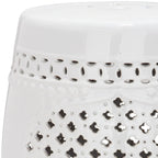 SAFAVIEH Paradise Annetrud Gardens White Ceramic Decorative Garden Stool