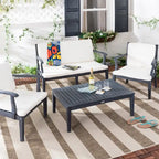 SAFAVIEH Outdoor Arely Acacia Wood 4-Piece Patio Set - 48W x 32D x 25H