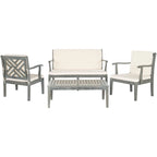 SAFAVIEH Outdoor Arely Acacia Wood 4-Piece Patio Set - 48W x 32D x 25H