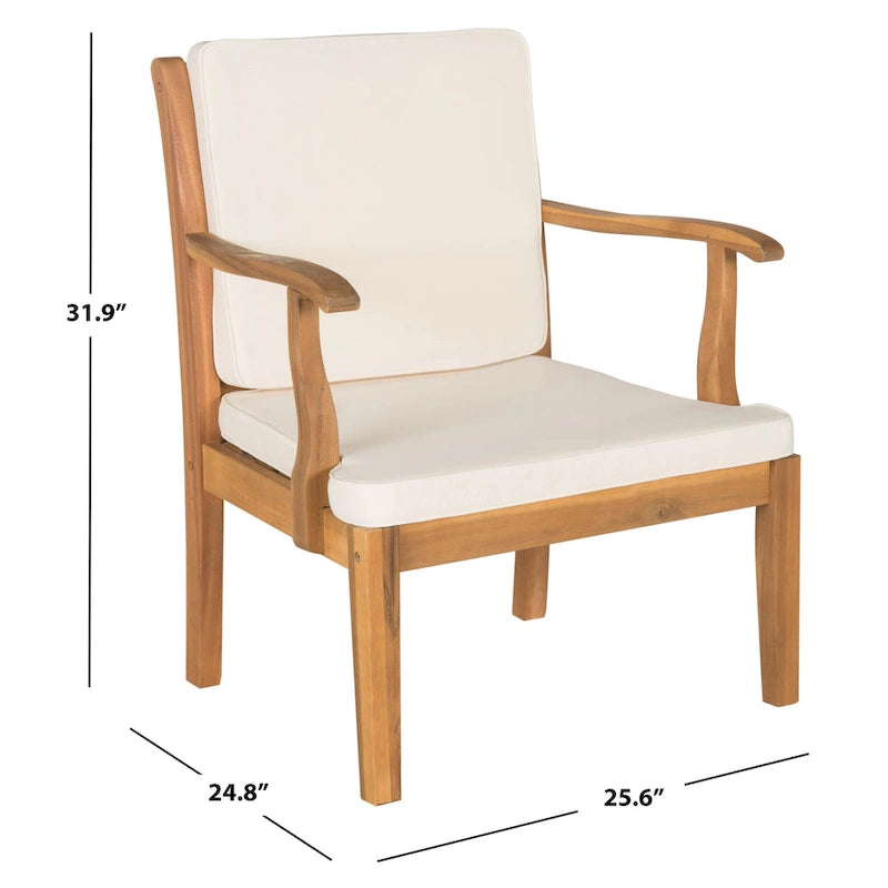 SAFAVIEH Outdoor Arely Acacia Wood 4-Piece Patio Set - 48W x 32D x 25H