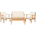 SAFAVIEH Outdoor Arely Acacia Wood 4-Piece Patio Set - 48W x 32D x 25H