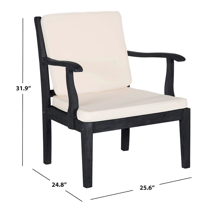 SAFAVIEH Outdoor Arely Acacia Wood 4-Piece Patio Set - 48W x 32D x 25H