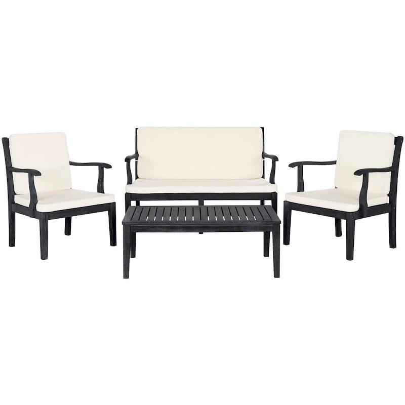 SAFAVIEH Outdoor Arely Acacia Wood 4-Piece Patio Set - 48W x 32D x 25H