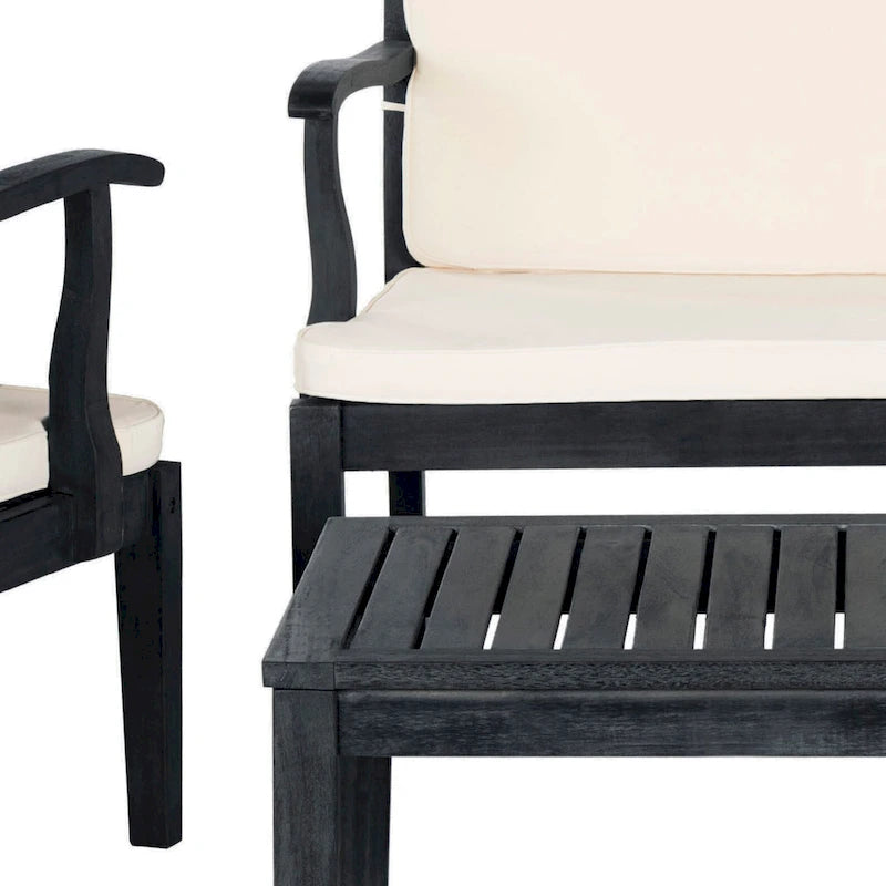 SAFAVIEH Outdoor Arely Acacia Wood 4-Piece Patio Set - 48W x 32D x 25H