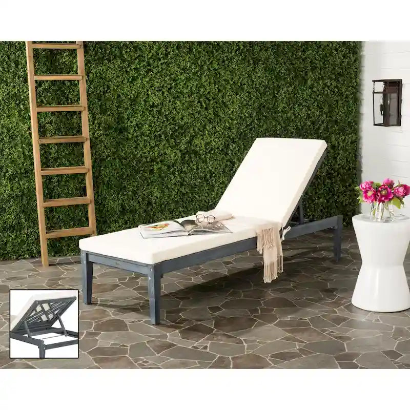 SAFAVIEH Outdoor Kicki Chaise Lounge Chair - 24Wx74Dx15H