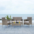 SAFAVIEH Outdoor Amiyah 4-Piece Conversation Patio Set - 24Wx16Dx15H