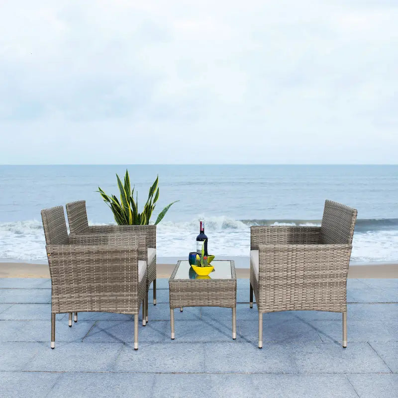 SAFAVIEH Outdoor Amiyah 4-Piece Conversation Patio Set - 24Wx16Dx15H